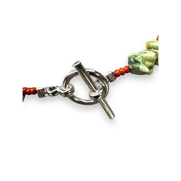 Genuine Stone Red Jasper Agate 20.5” Toggle Clasp - Picture 2 of 11